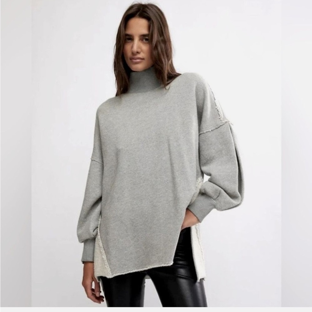 Free People Heather Gray Turtleneck Sweater